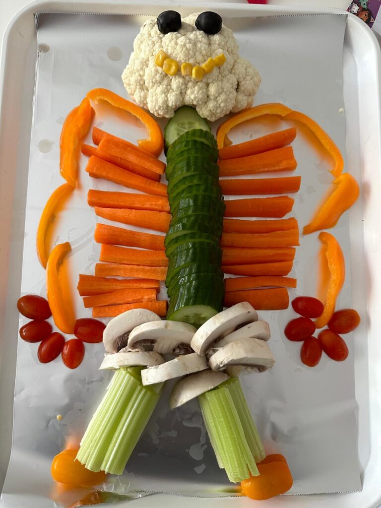 Vegetables arranged as a person